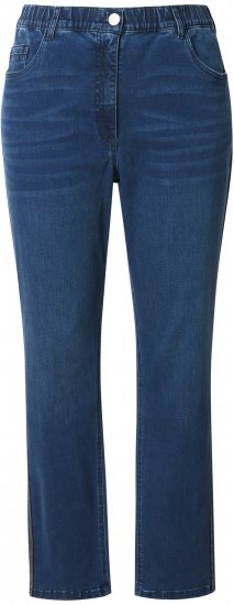 Ulla Popken Rhinestone Seam Stretch Fit Jeans Blue Denim - Kavbojke & Hlače v Velikih Številkah – Plus Size - 