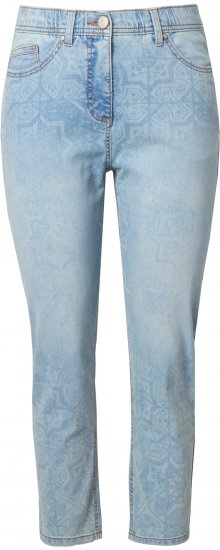 Ulla Popken Tile Laser Print Stretch Fit Jeans Light Light Blue Denim - Kavbojke & Hlače v Velikih Številkah – Plus Size - 