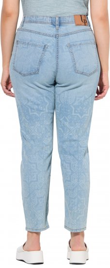 Ulla Popken Tile Laser Print Stretch Fit Jeans Light Light Blue Denim - Kavbojke & Hlače v Velikih Številkah – Plus Size - 