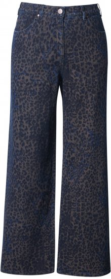 Ulla Popken Leopard Print Stretch Fit Jeans Ink Blue - Kavbojke & Hlače v Velikih Številkah – Plus Size - 
