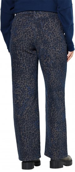 Ulla Popken Leopard Print Stretch Fit Jeans Ink Blue - Kavbojke & Hlače v Velikih Številkah – Plus Size - 