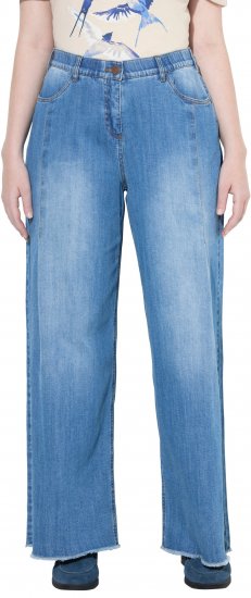 Ulla Popken Extra Wide Leg Stretch Fit Jeans Light Blue - Kavbojke & Hlače v Velikih Številkah – Plus Size - 