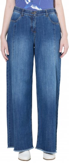 Ulla Popken Extra Wide Leg Stretch Fit Jeans Denim Blue - Kavbojke & Hlače v Velikih Številkah – Plus Size - 