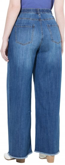 Ulla Popken Extra Wide Leg Stretch Fit Jeans Denim Blue - Kavbojke & Hlače v Velikih Številkah – Plus Size - 