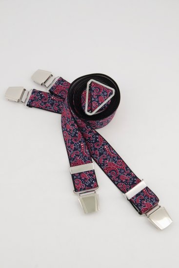 JP1880 Suspenders with Adjustable Length Burgundy Red - Modni dodatki - 