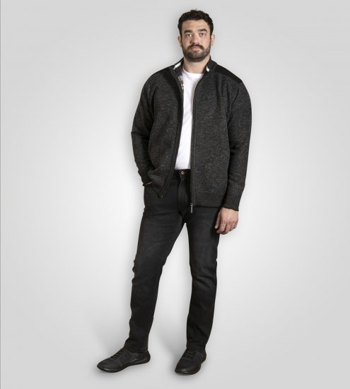 D555 Dereham 2 Knitted Sweater with Zipper Charcoal TALL - TALL puloverji - 