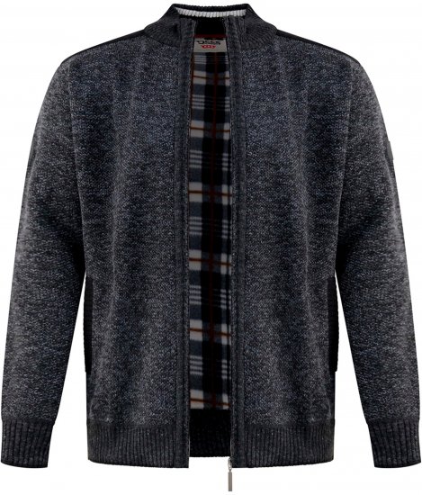 D555 Dereham 2 Knitted Sweater with Zipper Charcoal Marl - Puloverji & jopice - Moški Puloverji & Jopice za Močnejše Postave