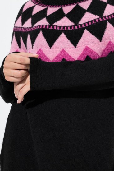 Ulla Popken Neon Alpine Pattern Long Sleeve Turtleneck Sweater Light Pink - Puloverji & jopice - Udobni puloverji in pletenine
