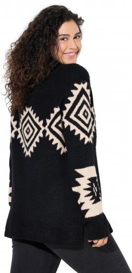 Ulla Popken Aztec Pattern Turtleneck Sweater Black - Puloverji & jopice - 