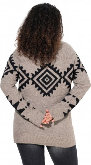 Ulla Popken Aztec Pattern Turtleneck Sweater Pebble Grey - Puloverji & jopice - 