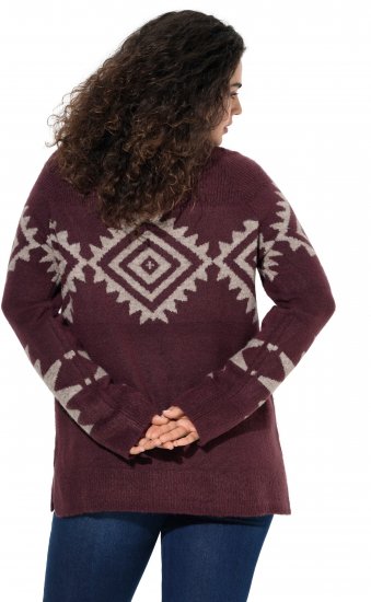 Ulla Popken Aztec Pattern Turtleneck Sweater Plum - Puloverji & jopice - 
