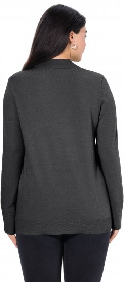 Ulla Popken Long Sleeves Mock Turtleneck Sweater Charcoal Grey Melange - Puloverji & jopice - 