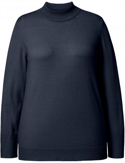 Ulla Popken Long Sleeves Mock Turtleneck Sweater Navy - Puloverji & jopice - 
