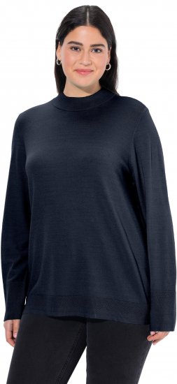 Ulla Popken Long Sleeves Mock Turtleneck Sweater Navy - Puloverji & jopice - 