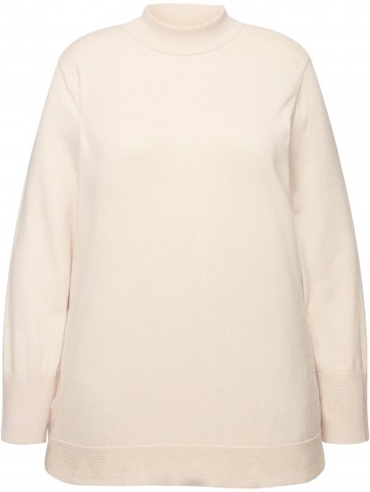Ulla Popken Long Sleeves Mock Turtleneck Sweater Nature Melange - Puloverji & jopice - 