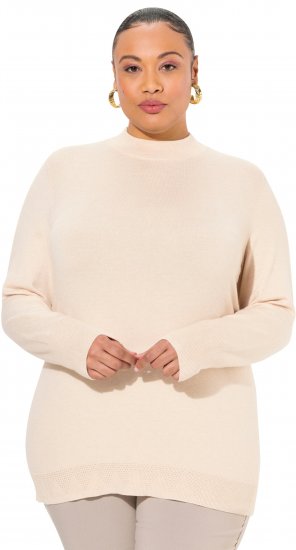 Ulla Popken Long Sleeves Mock Turtleneck Sweater Nature Melange - Puloverji & jopice - 