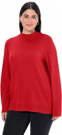 Ulla Popken Long Sleeves Mock Turtleneck Sweater Salsa Red - Puloverji & jopice - 