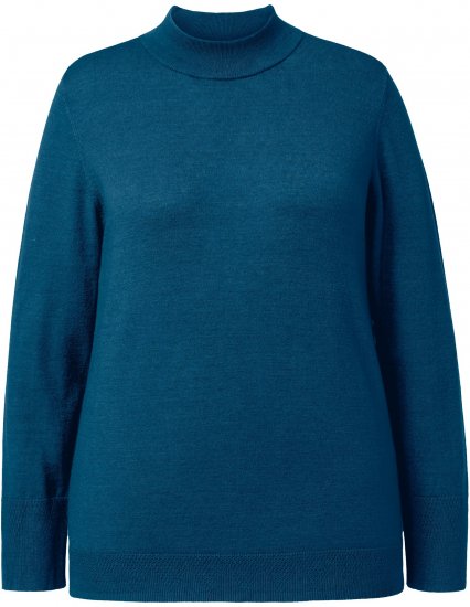 Ulla Popken Long Sleeves Mock Turtleneck Sweater Emerald Green - Puloverji & jopice - 