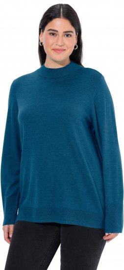 Ulla Popken Long Sleeves Mock Turtleneck Sweater Emerald Green - Puloverji & jopice - 