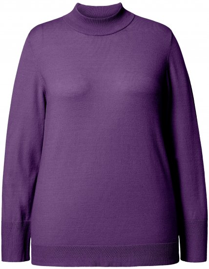 Ulla Popken Long Sleeves Mock Turtleneck Sweater Deep Violet - Puloverji & jopice - 