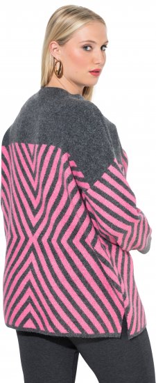 Ulla Popken Graphic Stripe Long Sleeve Turtleneck Sweater Flamingo - Puloverji & jopice - 