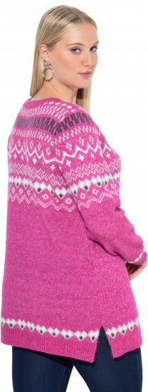 Ulla Popken Norwegian Style Pastel Tone Long Sleeve Sweater Summer Berry - Puloverji & jopice - 