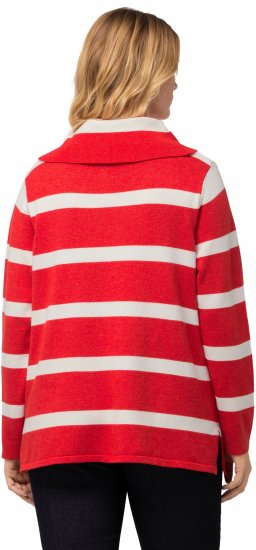 Ulla Popken Stripe Fine Knit Turtleneck Sweater Light Red - Puloverji & jopice - 