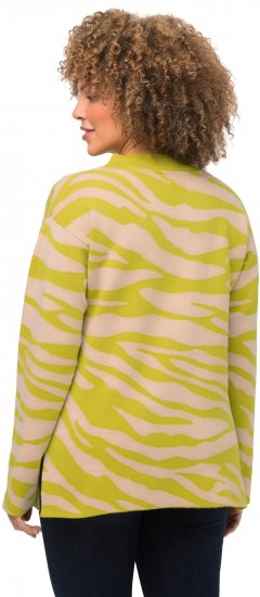 Ulla Popken Zebra Print Mock Turtleneck Long Sleeve Sweater Yellow Green - Puloverji & jopice - 