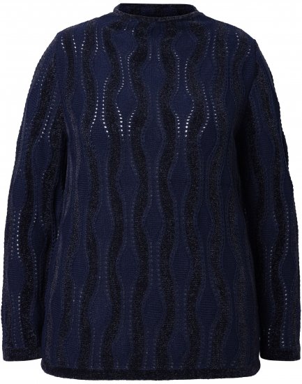 Ulla Popken Openwork Chenille Sweater Navy - Puloverji & jopice - 