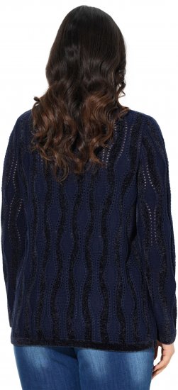 Ulla Popken Openwork Chenille Sweater Navy - Puloverji & jopice - 