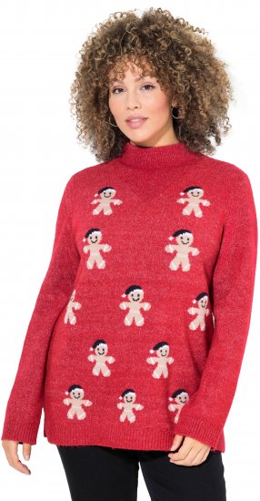 Ulla Popken Gingerbread Men Sweater Salsa Red - Puloverji & jopice - 