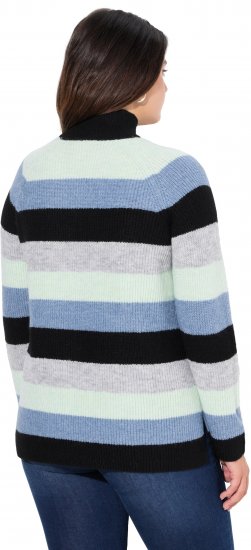 Ulla Popken Chunky Striped Turtleneck Sweater Mint Green - Puloverji & jopice - 