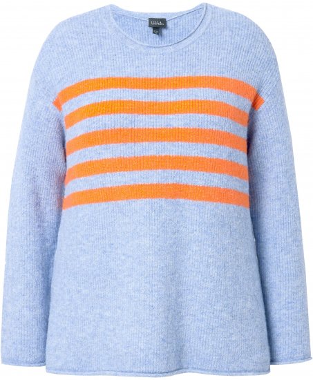 Ulla Popken Striped Long Sleeve Sweater Sky Blue - Puloverji & jopice - 