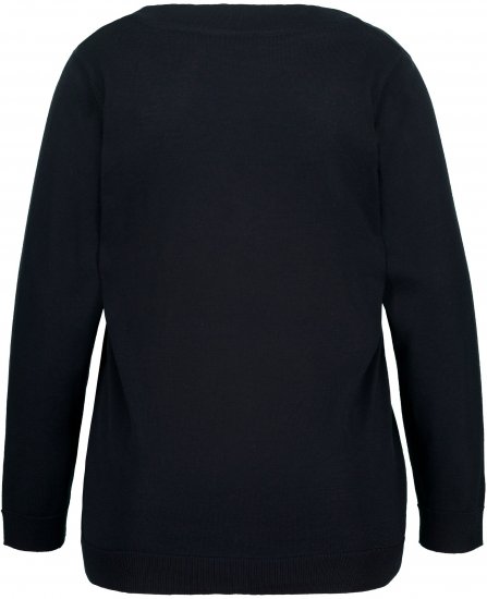 Ulla Popken Soft Fine Knit Pullover V-Neck Sweatshirt Marine - Puloverji & jopice - 