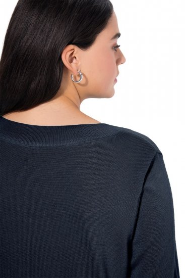Ulla Popken Soft Fine Knit Pullover V-Neck Sweatshirt Marine - Puloverji & jopice - Udobni puloverji in pletenine