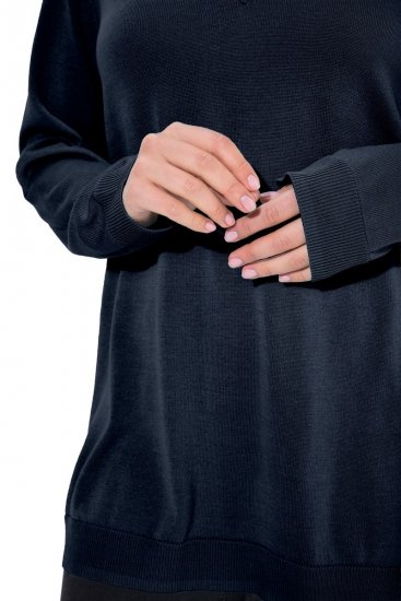 Ulla Popken Soft Fine Knit Pullover V-Neck Sweatshirt Marine - Puloverji & jopice - Udobni puloverji in pletenine