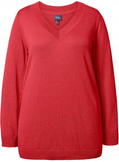 Ulla Popken Casual V-Neck Long Sleeve Sweater Salsa - Puloverji & jopice - 