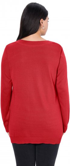 Ulla Popken Casual V-Neck Long Sleeve Sweater Salsa - Puloverji & jopice - 