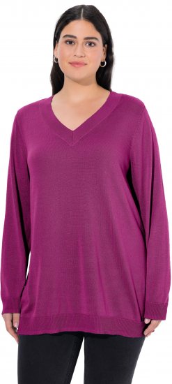 Ulla Popken Casual V-Neck Long Sleeve Sweater Berry - Puloverji & jopice - 