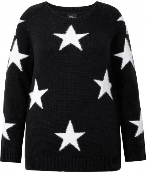 Ulla Popken Glitter Stars Soft Knit Sweater Black - Puloverji & jopice - 