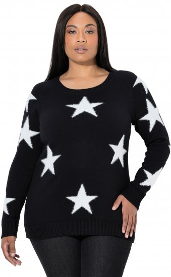 Ulla Popken Glitter Stars Soft Knit Sweater Black - Puloverji & jopice - 