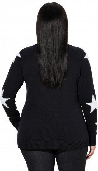 Ulla Popken Glitter Stars Soft Knit Sweater Black - Puloverji & jopice - 