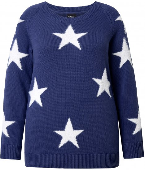 Ulla Popken Glitter Stars Soft Knit Sweater Blue - Puloverji & jopice - 