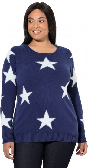 Ulla Popken Glitter Stars Soft Knit Sweater Blue - Puloverji & jopice - 