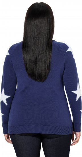 Ulla Popken Glitter Stars Soft Knit Sweater Blue - Puloverji & jopice - 