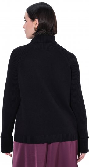 Ulla Popken Turtleneck Sweater with Ribbed Inserts Black - Puloverji & jopice - 