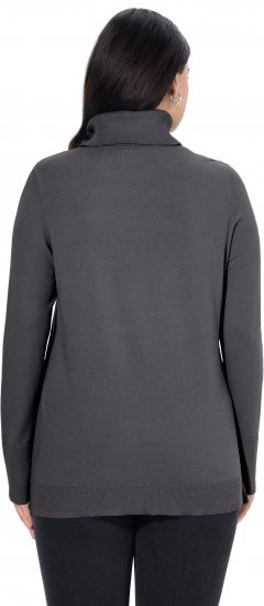 Ulla Popken Turtleneck Ribbed Trim Long Sleeve Sweater Charcoal Grey Melange - Puloverji & jopice - 