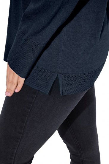 Ulla Popken Turtleneck Ribbed Trim Long Sleeve Sweater Navy - Puloverji & jopice - Udobni puloverji in pletenine