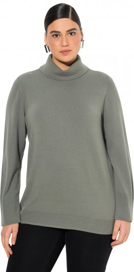 Ulla Popken Turtleneck Ribbed Trim Long Sleeve Sweater Grey - Puloverji & jopice - 