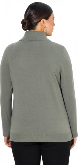 Ulla Popken Turtleneck Ribbed Trim Long Sleeve Sweater Grey - Puloverji & jopice - 